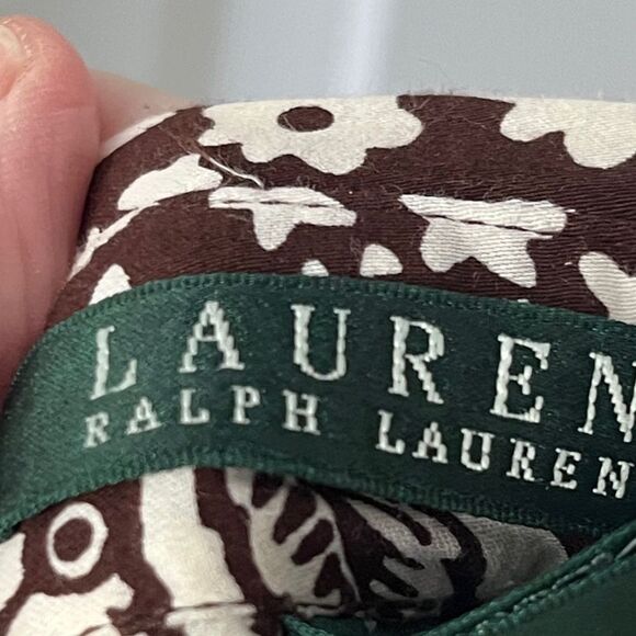 Ralph Lauren Brown / White Floral Women's Button up Blouse SZ L - Picture 2 of 10